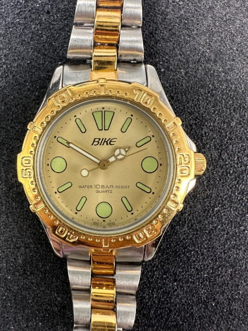 Bike Watch Women Silver Gold Two Tone 31MM Round Dial New Battery 6.25"